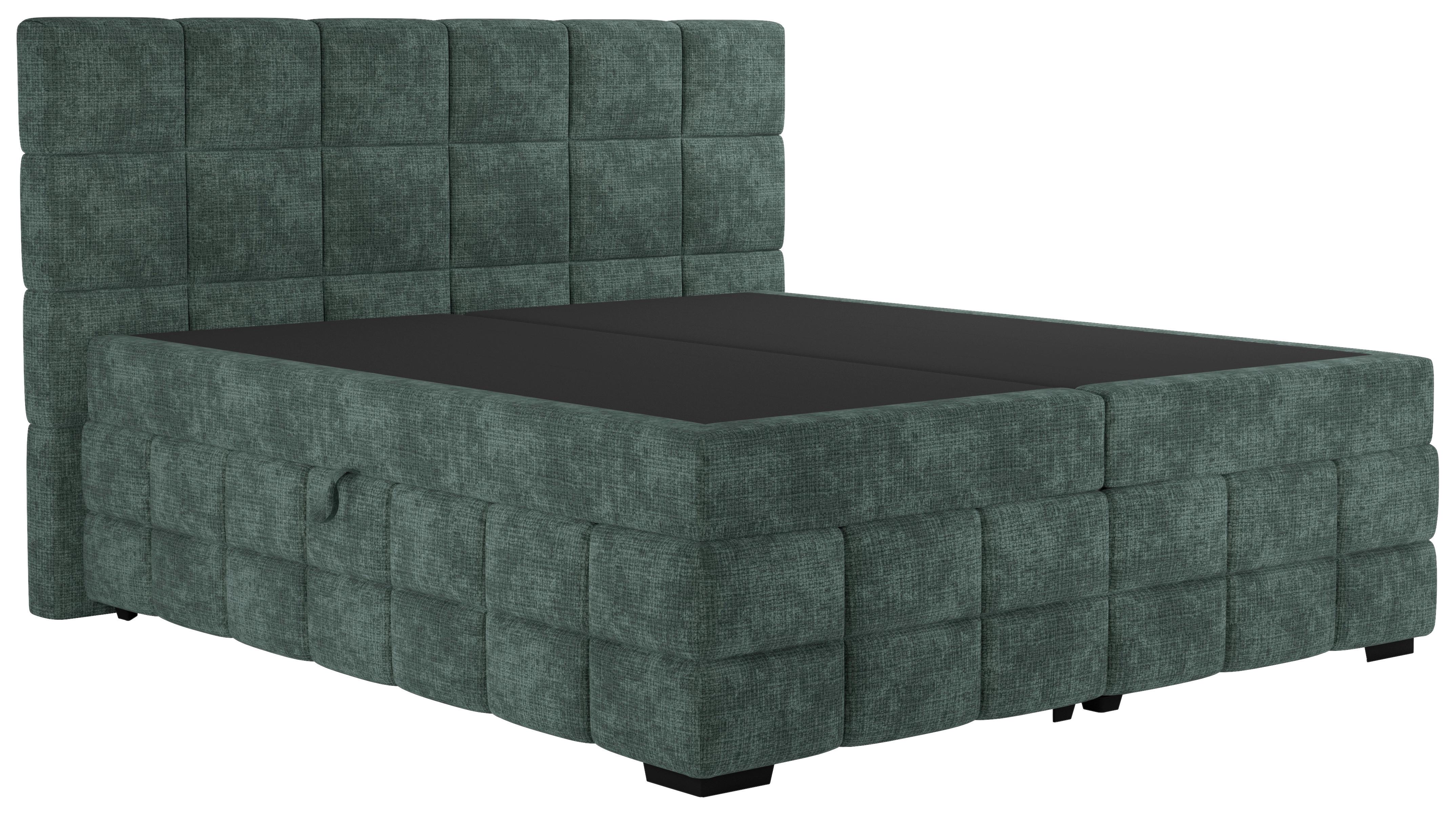 Polsterbett Vega Grün, Lf: 180 X 200 Cm - Schwarz/Grün, Trend, Holz/Textil (180/200cm)