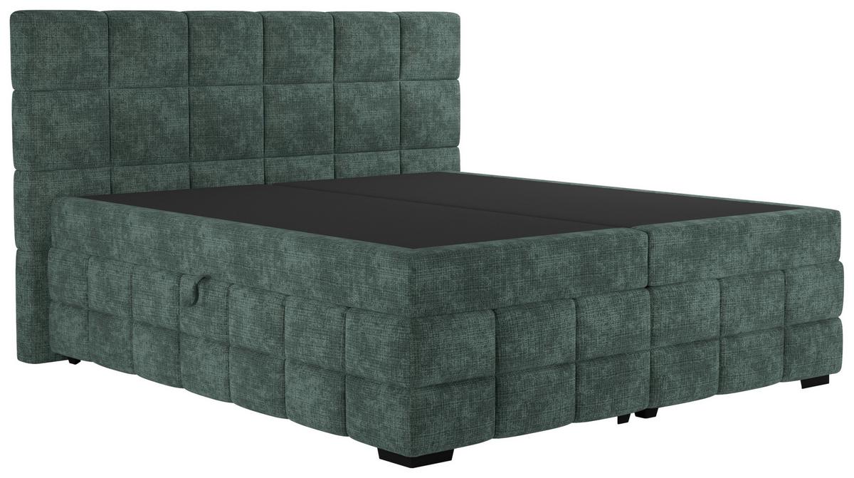 Polsterbett Vega Grün, Lf: 180 X 200 Cm - Schwarz/Grün, Trend, Holz/Textil (180/200cm)