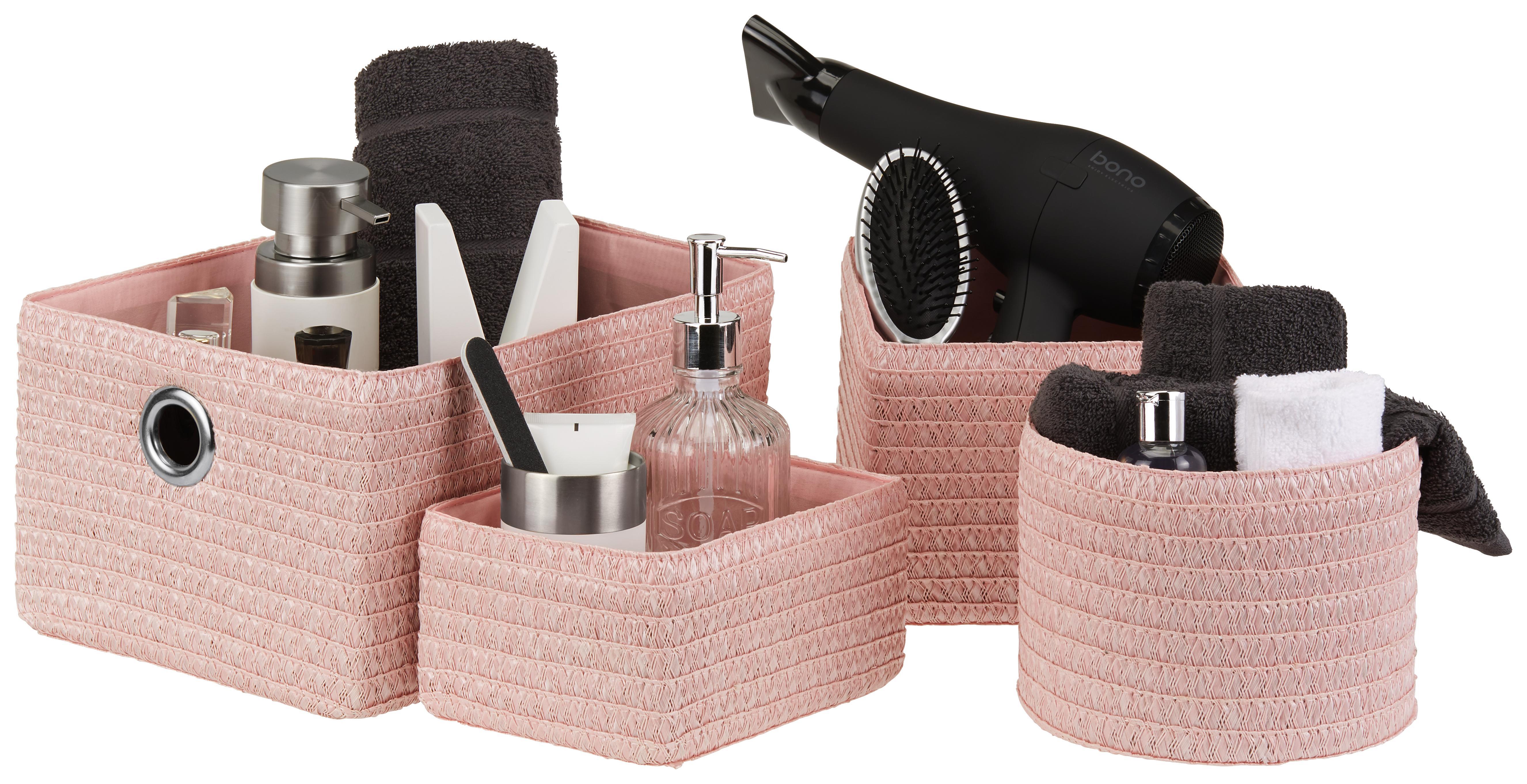 Tárolókosár Ingetraud - Rózsaszín, romantikus/Landhaus, Műanyag/Textil - James Wood