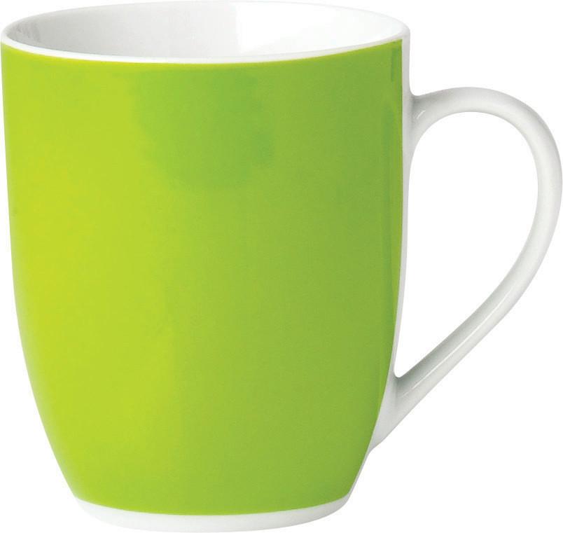 Kaffeebecherset Grün Weiß 6-teilig B: 11 cm - Weiß/Grün, Basics, Keramik (11/10/8cm) - Van Well