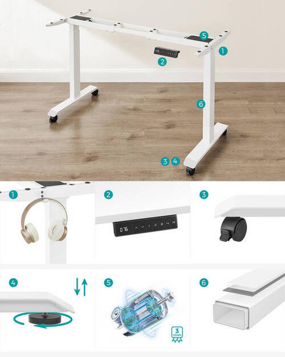 Schreibtischbeine Weiß B:107,5-175 Cm, H: 69-115 Cm - Weiß, Basics, Metall (107,5-175/69-115/60cm) - Boxxx