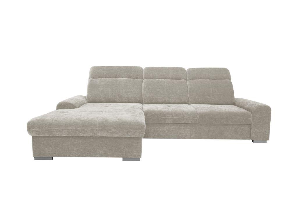 Rohová sedačka MALAGA, ľavá, béžová ženilka - chrómová/béžová, Konventionell, kov/drevo (203/286cm) - Ondega