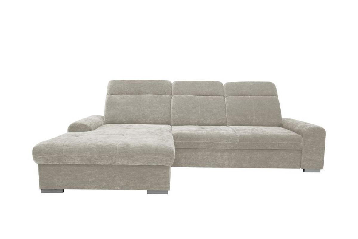 Rohová sedačka MALAGA, ľavá, béžová ženilka - chrómová/béžová, Konventionell, kov/drevo (203/286cm) - Ondega