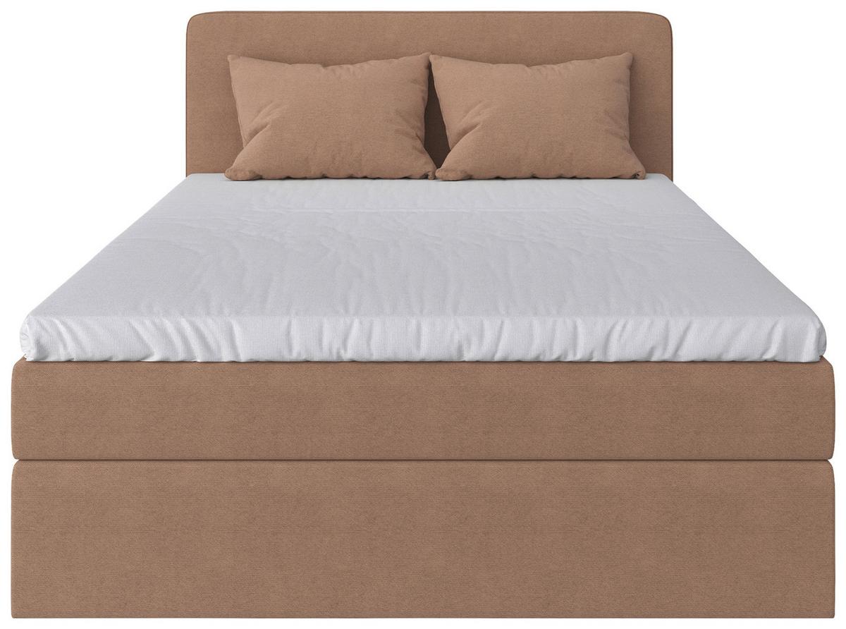 Boxbett Jubi 160-C - Hellbraun/Schwarz, KONVENTIONELL, Holz/Textil (160/200cm)