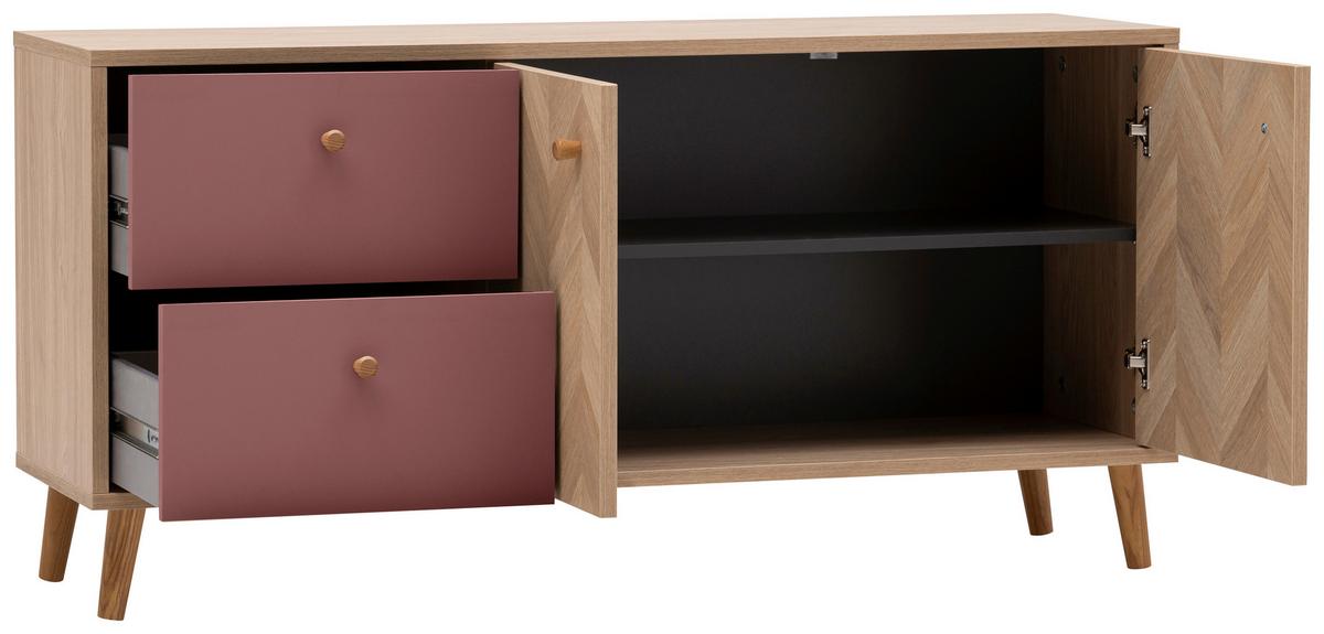 Lowboard Visby Eichefarben/Mauve B: 109cm - Eichefarben/Mauve, Design, Holzwerkstoff (109/54,1/33,05cm) - MID.YOU