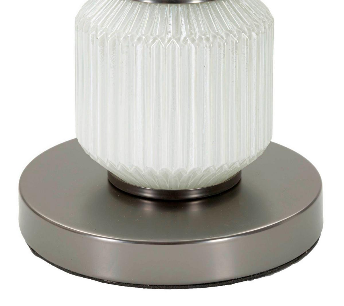 Tischleuchte Bright Three Weiß, Grau B: 32,5 cm - Weiß/Grau, Basics, Glas/Textil (32.5/32.5/57cm)
