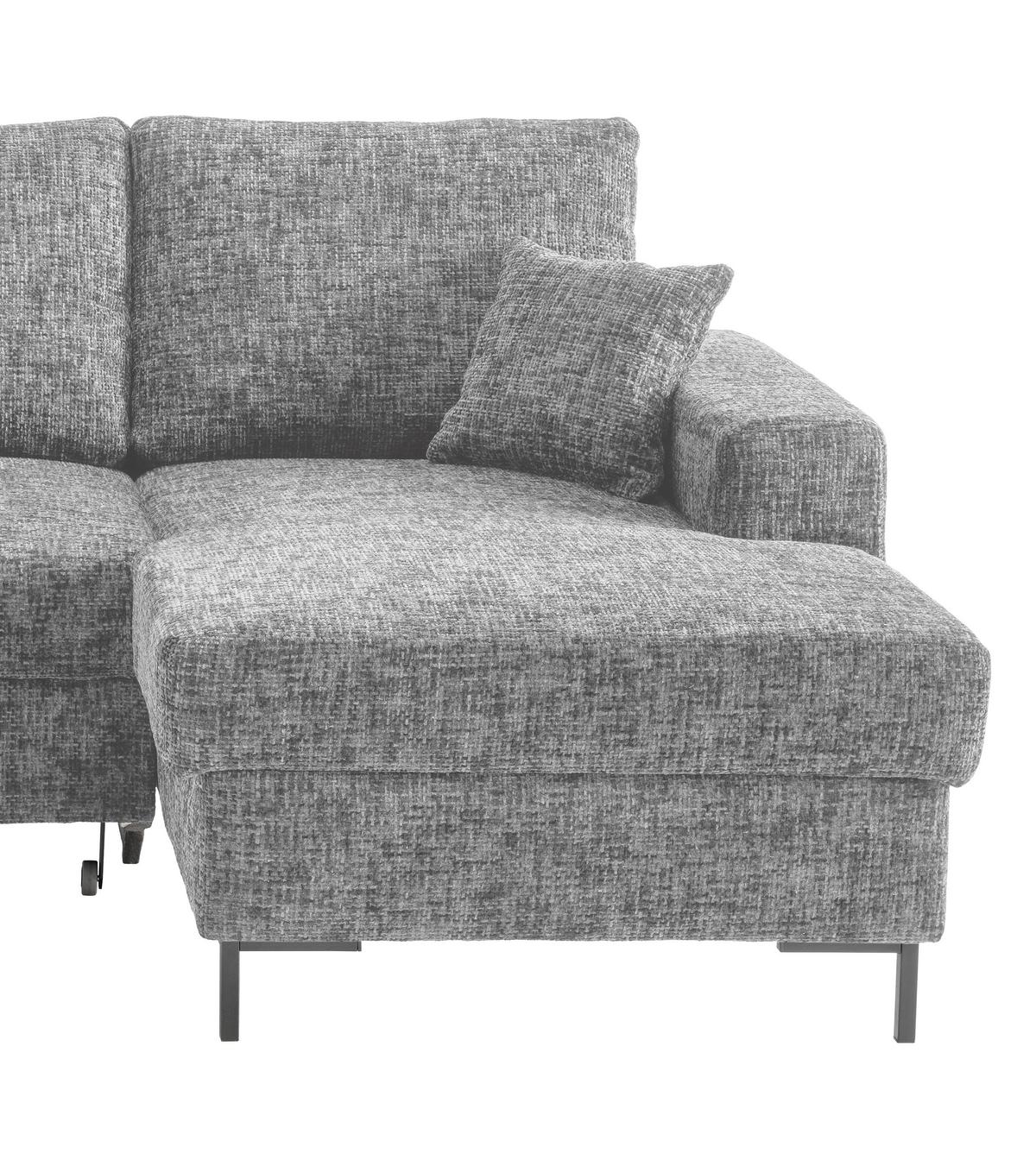 Eckschlafsofa Zona Silberfarben S: 237x143 Cm - Silberfarben/Schwarz, KONVENTIONELL, Textil (237/143cm) - Livetastic