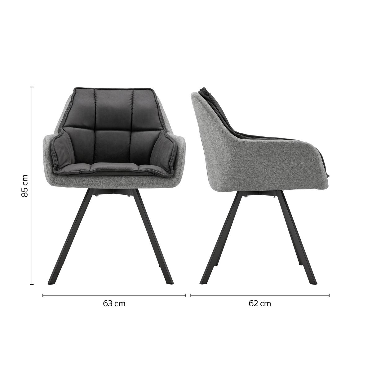 Jedálenská stolička BILLY - čierna/sivá, Modern, kov/drevo (62/85/62cm) - P & B
