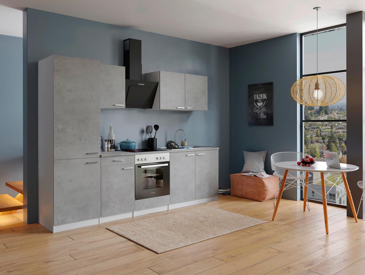 Küchenblock Malia B: 270 Cm Grau, Mit Geräte - Weiß/Grau, Basics, Holzwerkstoff (270cm) - Respekta