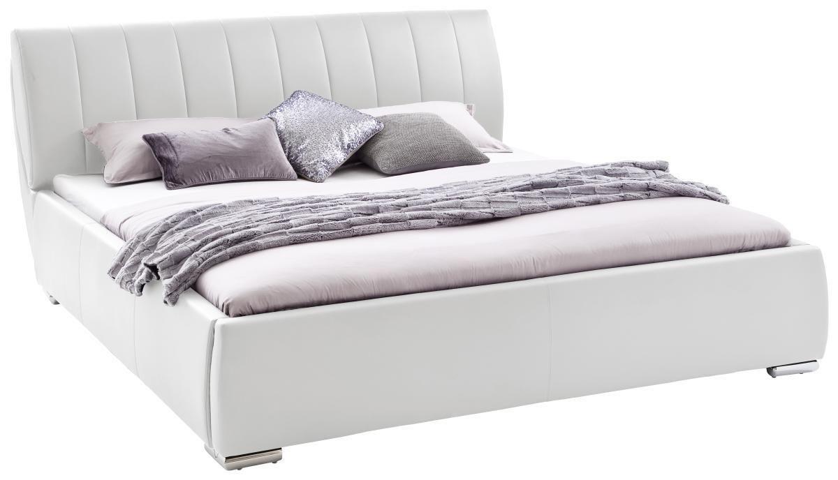 Polsterbett mit Bettkasten + Lattenrost 180x200 cm Bern - Chromfarben/Weiß, Design, Holz/Textil (180/200cm) - Xora