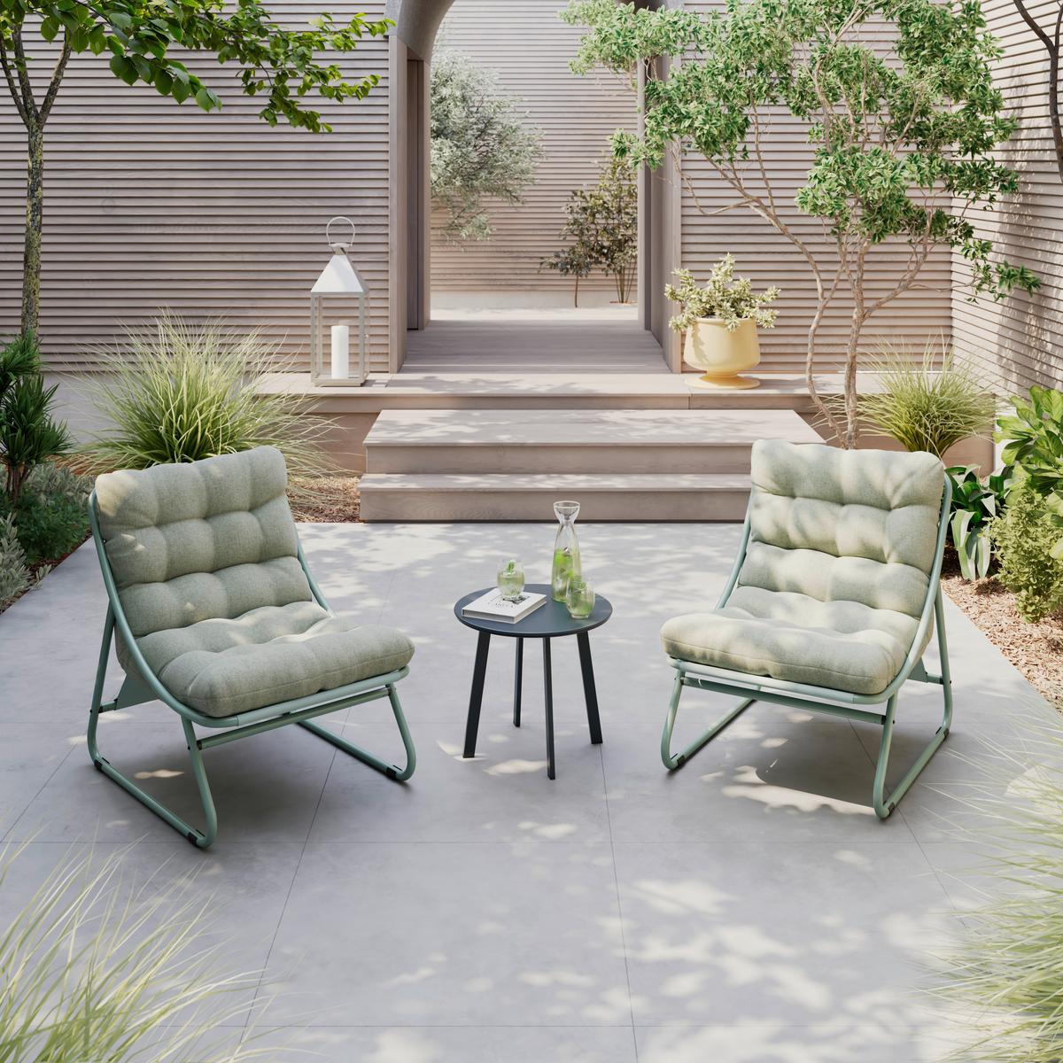 Loungesessel Ottawa - Weiß/Grün, MODERN, Textil/Metall (68/36/65cm) - Beldano