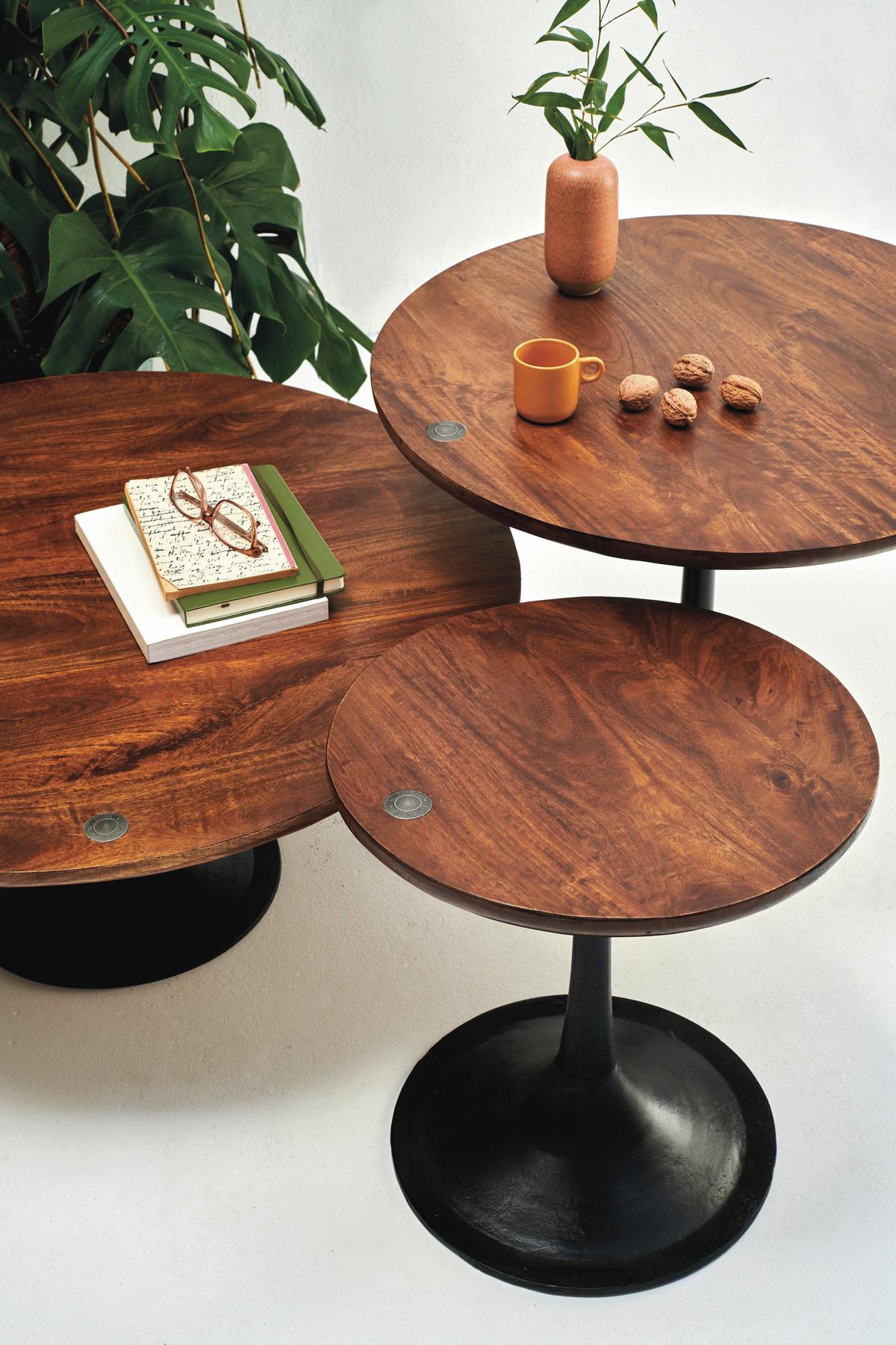 BEISTELLTISCH Mangoholz B: 40 - Schwarz/Braun, Design, Holz/Metall (40/40/42cm) - MID.YOU