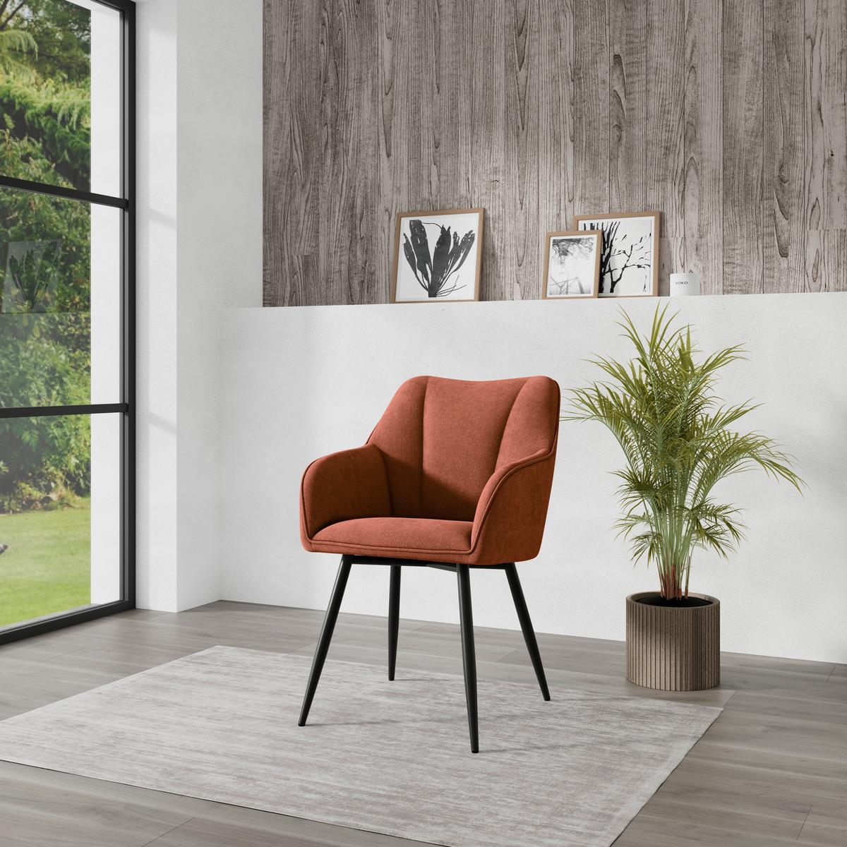 Karosszék Caro 2 Giga S - fekete/terrakotta, Konventionell, textil/fa (55/83/61cm) - Nedis SmartLife