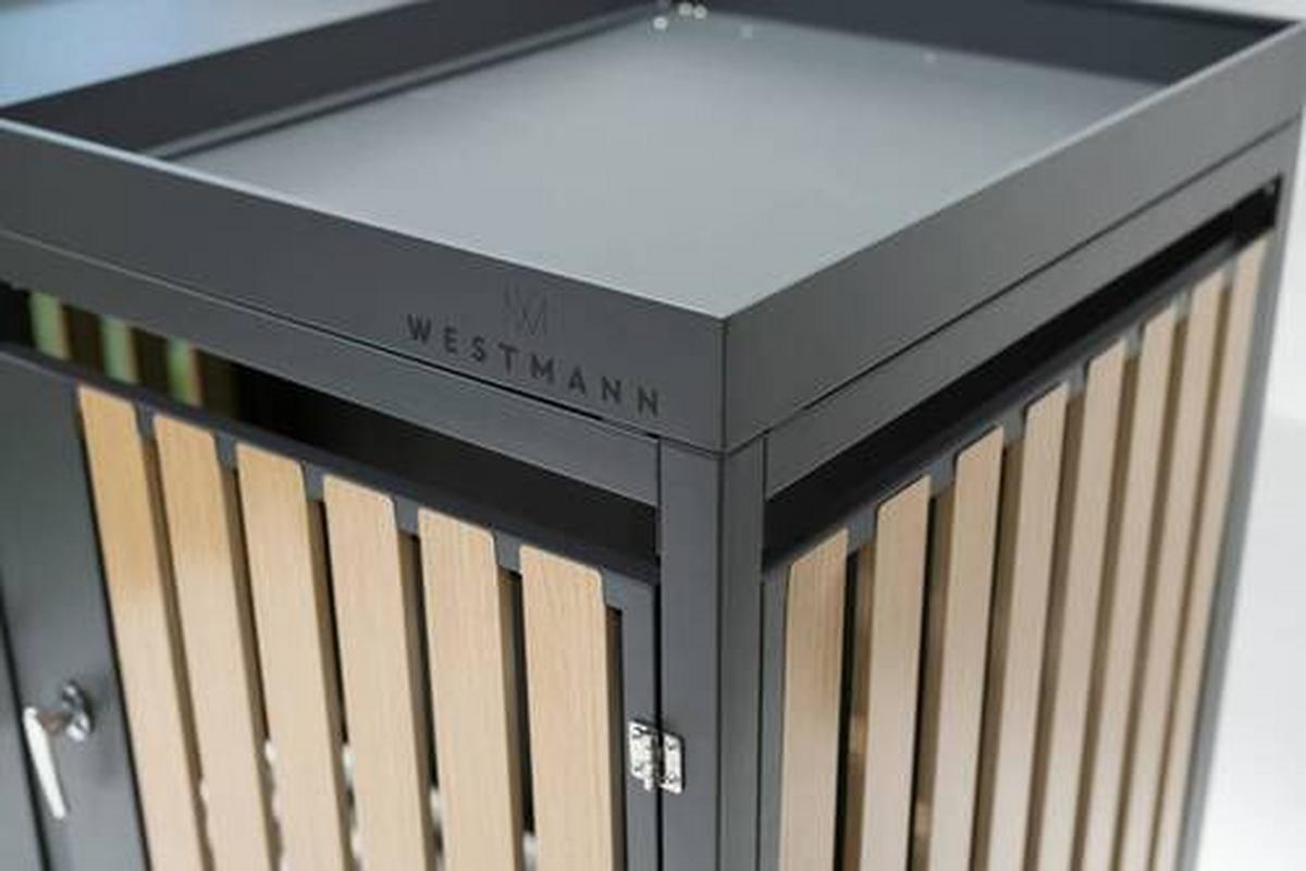 Mülltonnenbox Mülltonnenbox 2-Fach 240 Liter - Anthrazit/Naturfarben, Basics, Metall (84/125/134cm)