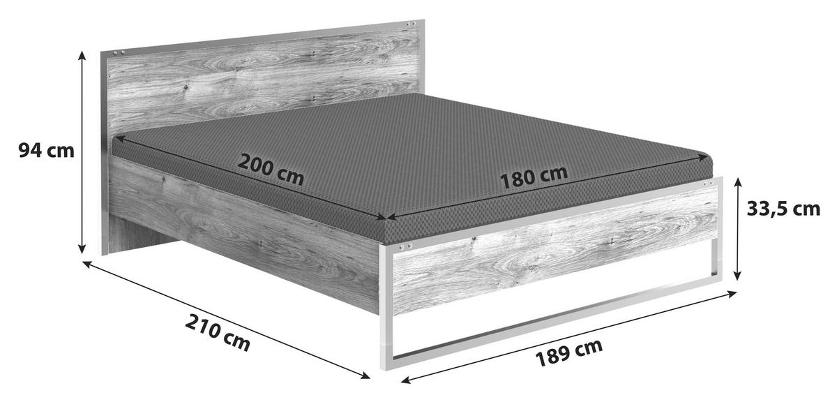 Futonbett 180x200 Detroit, Eichefarben/Graphit - Eichefarben/Graphitfarben, Basics, Holzwerkstoff (180/200cm) - MID.YOU