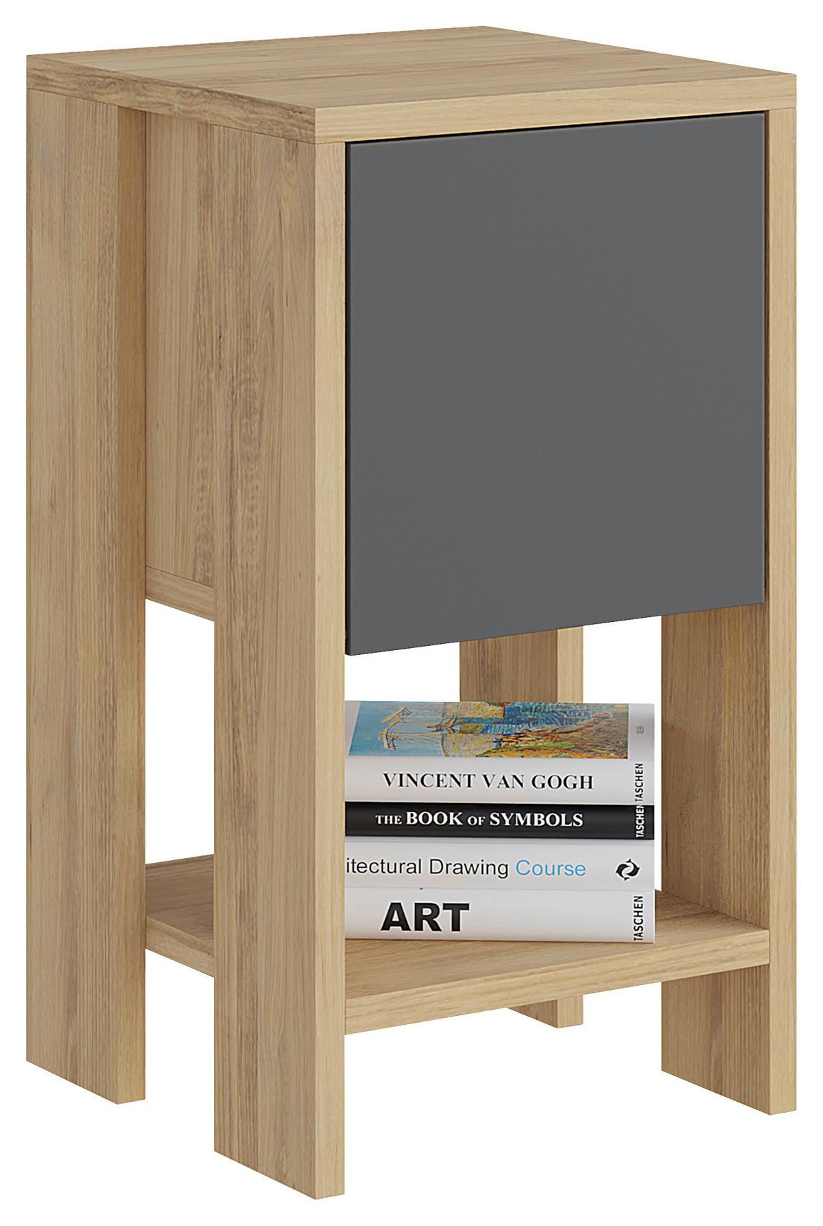 Nočný stolí EMA dekor dub bledý - grafitová/farba duba, Design, kompozitné drevo (30/55/30cm) - Livetastic