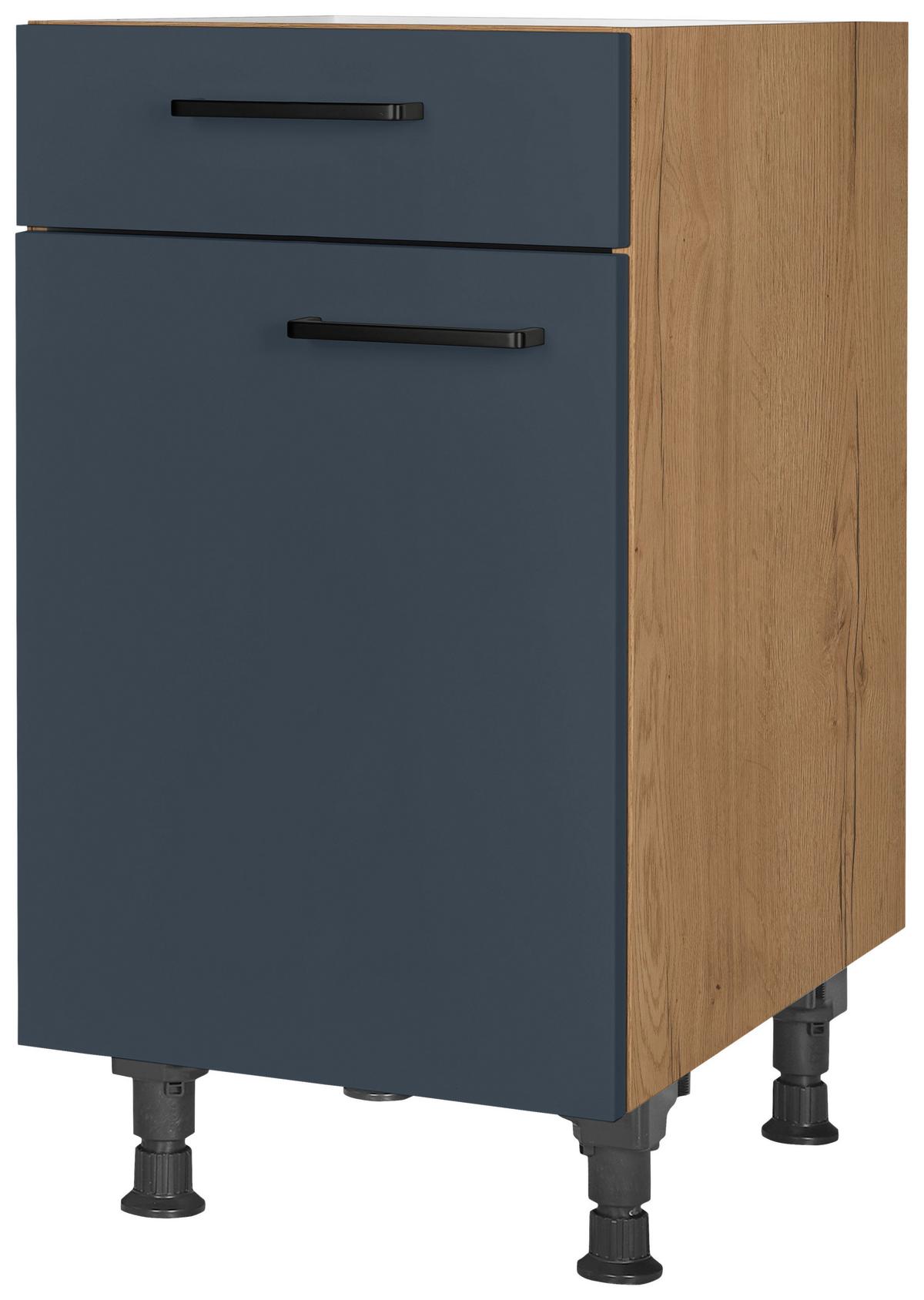 Schubkastenunterschrank Easytouch - Blau/Eichefarben, MODERN, Holzwerkstoff (45/87/56cm) - Nobilia