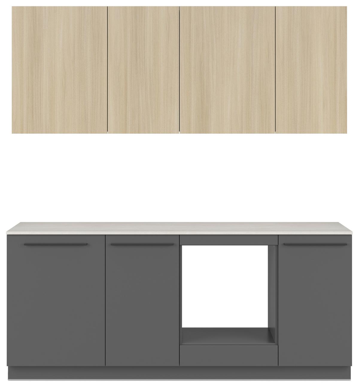 Küchenblock Milino Small-Grg/sbe - Eichefarben/Grau, Basics, Holzwerkstoff (210cm) - Visiona