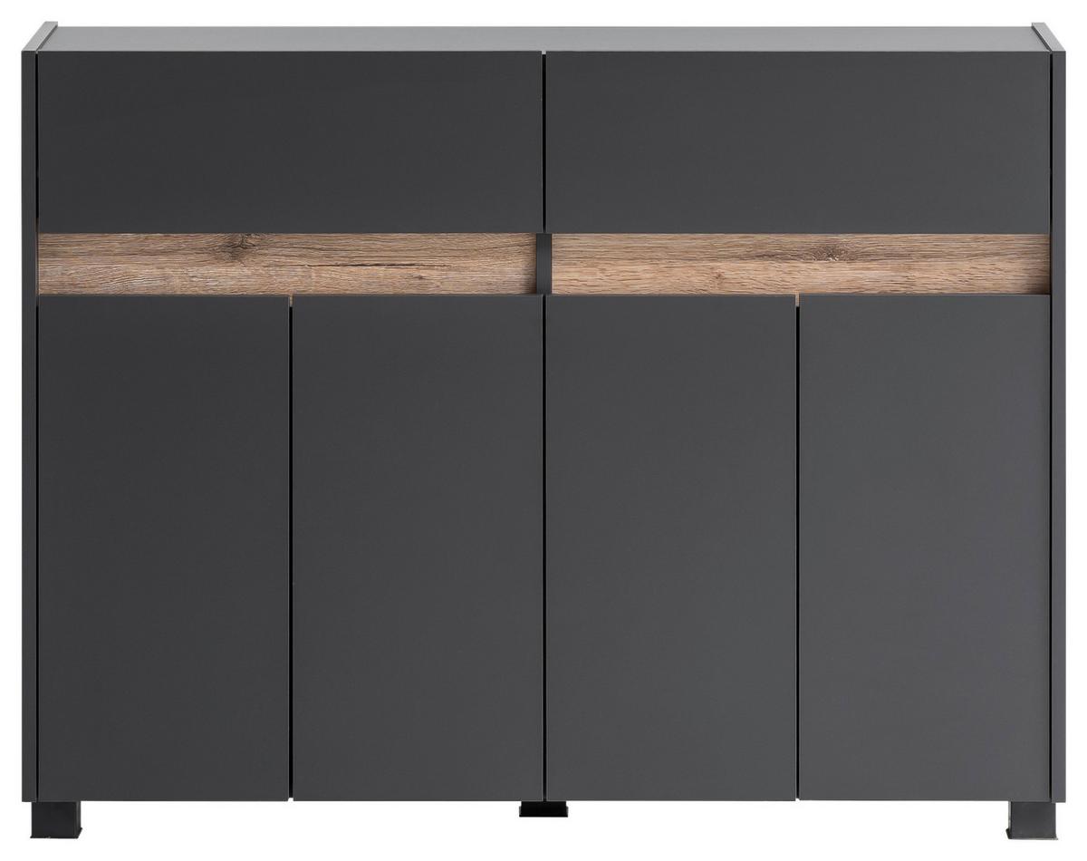 Kommode 112,2 cm Cosmo, Anthrazit - Anthrazit/Silberfarben, Design, Holzwerkstoff (112,2/84,4/33cm) - MID.YOU