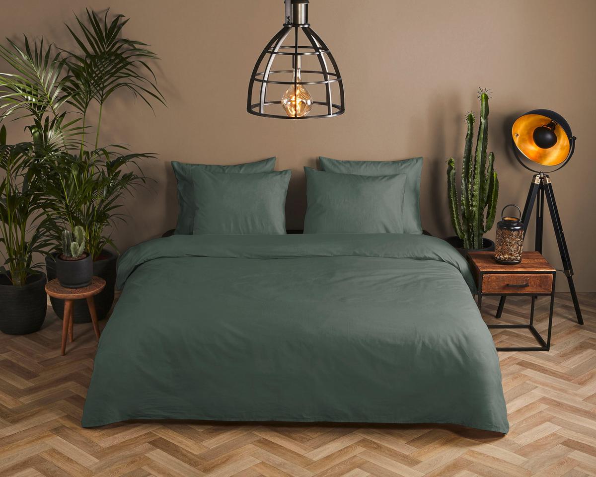 Bettwäsche Grün Olivgrün 135x200 Cm - Olivgrün, Basics, Textil (135/200cm)
