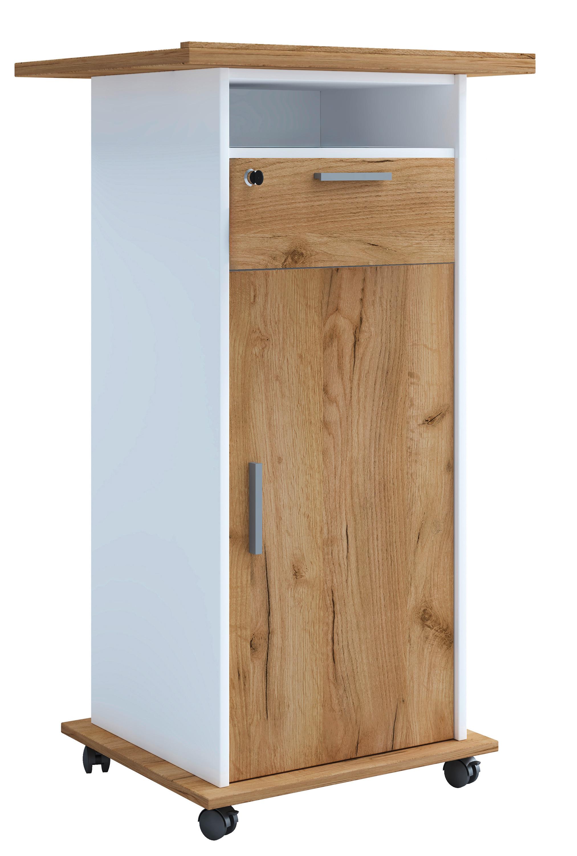 Stehpult Neta Weiß, Eiche Dekor L: 60 cm - Honigeiche/Weiß, MODERN, Holzwerkstoff (60/50/108,3cm) - MID.YOU
