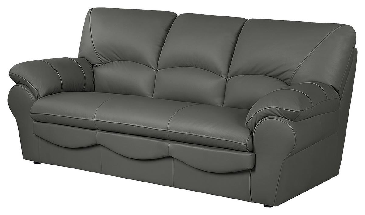 3-Sitzer-Sofa Oslo Anthrazit B: 205 cm - Anthrazit/Schwarz, Design, Leder (205/92/85cm) - Livetastic