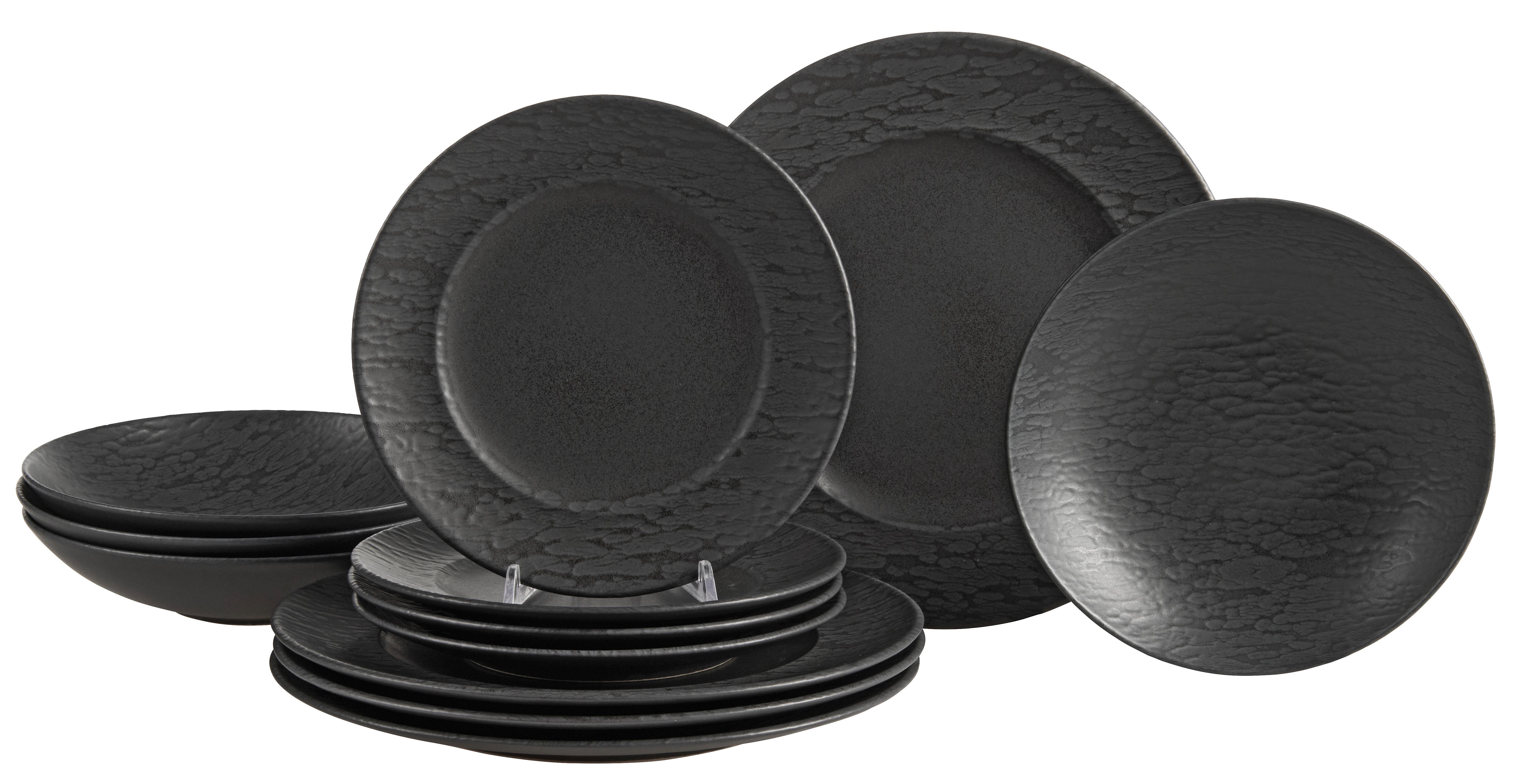 Jedálenský Servis Black Vintage, 12-Dielny - čierna, Moderný, keramika (1/1/1cm) - Premium Living