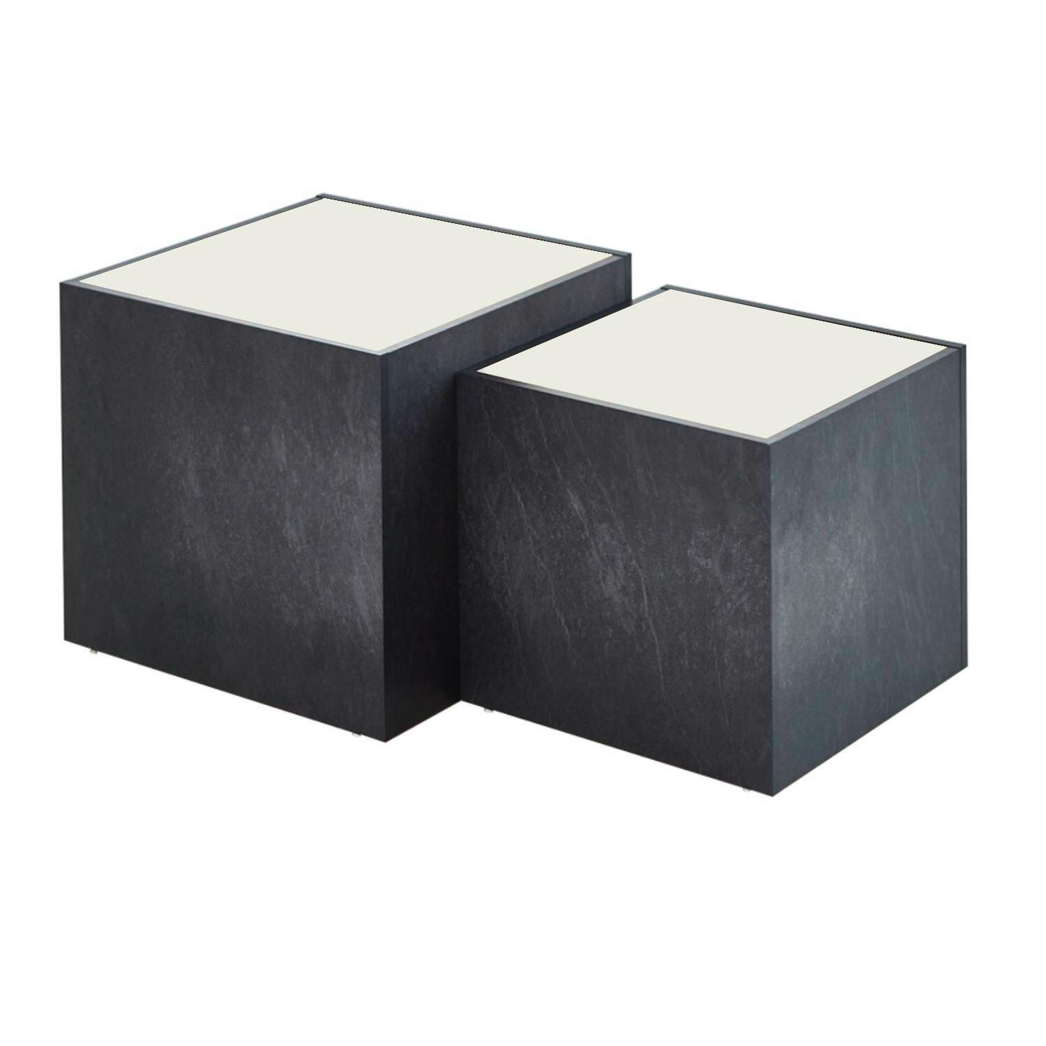 Couchtisch Cuba Schieferfarben/Weiß B: 50-43cm - Schieferfarben/Weiß, MODERN, Holzwerkstoff (50-43/40-35/50-43cm) - MID.YOU