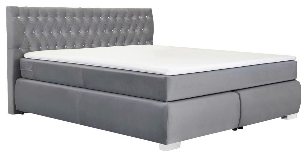 Boxspringbett Rumba inkl. Matratze 160x200 - Platinfarben, Basics, Textil (160/200cm) - Livetastic