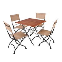 Gartenmöbel Set 5-Tlg. Triest aus Holz, klappbar - Eukalyptusholzfarben/Beige, Basics, Holz/Kunststoff (45/89/58cm) - Gardenson
