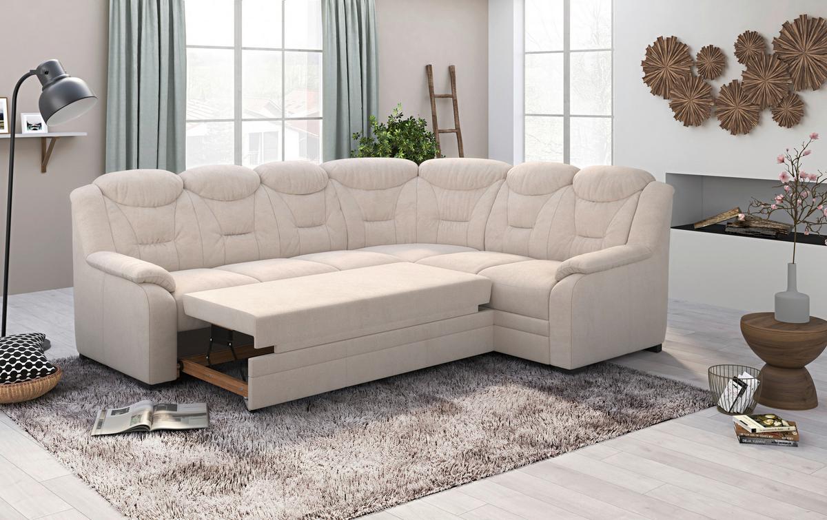 Ecksofa Marcus Beige S: 263x211 Cm - Beige/Schwarz, Basics, Textil (263/211cm) - MID.YOU