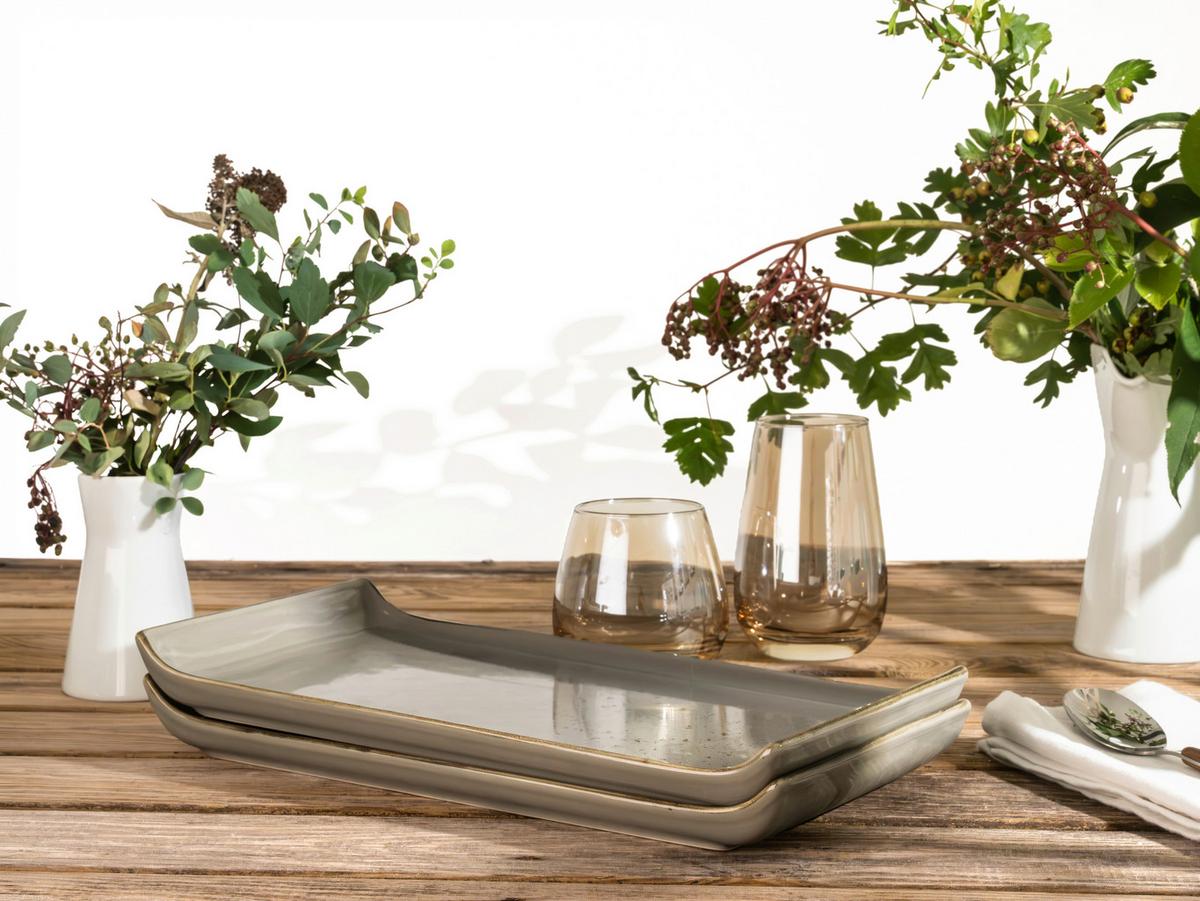 SERVIERPLATTEN-SET 33017 NATURE COLLECTION - Grau, Trend, Keramik (16,5/33cm) - Creatable