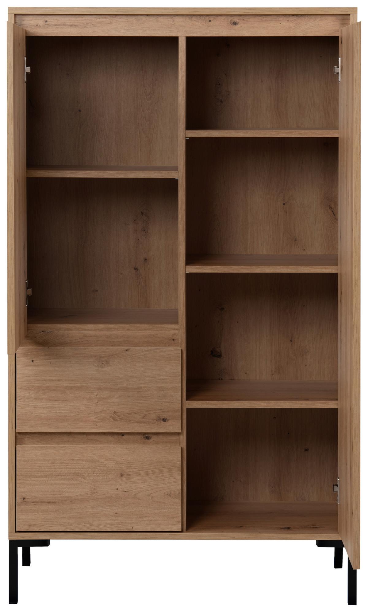 Highboard 81cm Korsika Eiche Artisan Dekor - Schwarz/Eiche Artisan, Design, Holzwerkstoff (81/139/40cm) - MID.YOU