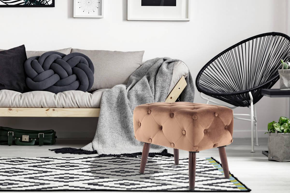 Hocker Samt Braun Sitz Gepolstert H: 48 cm - Braun, Basics, Holzwerkstoff/Textil (40/48/60cm) - Kayoom
