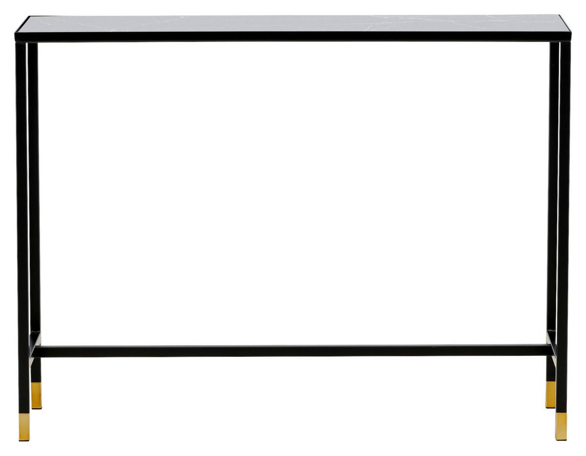 Beistelltisch Dipp - Messingfarben/Schwarz, Design, Glas/Metall (100/30/75cm) - Livetastic
