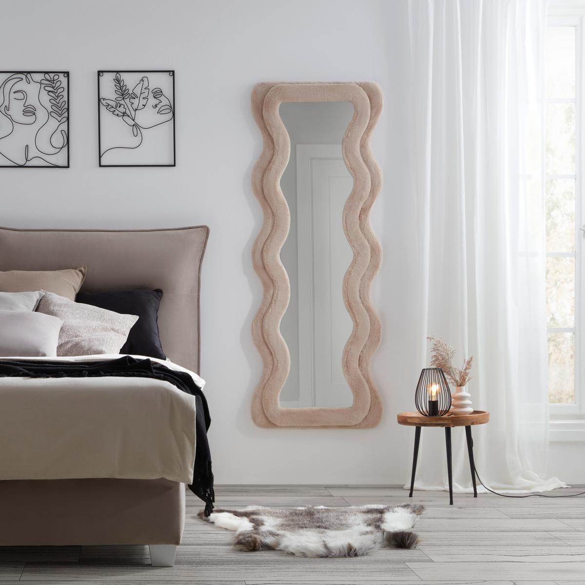 Zrkadlo SUKI béžová - taupe, Romantik / Landhaus, kompozitné drevo/textil (60/160/4cm) - Premium Living