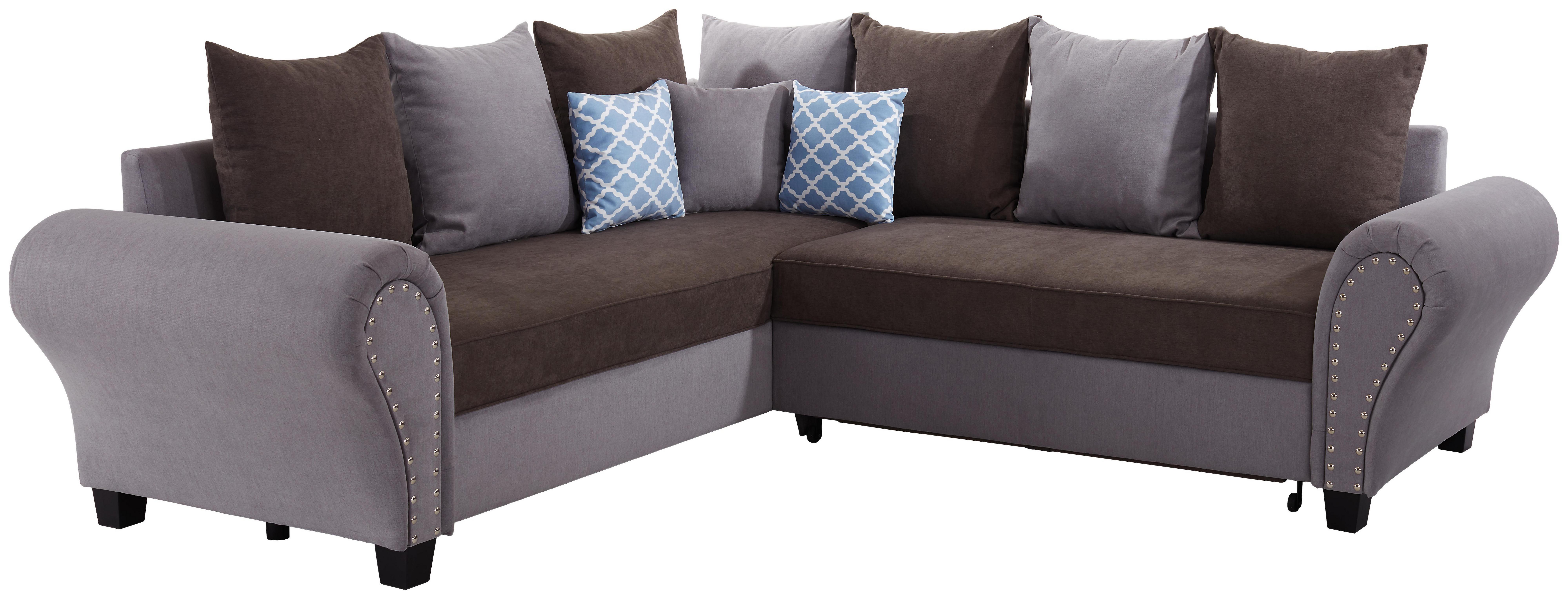 Sarokgarnitúra Living - Világoskék/Szürke, konvencionális, Fa/Fém (245/270cm)