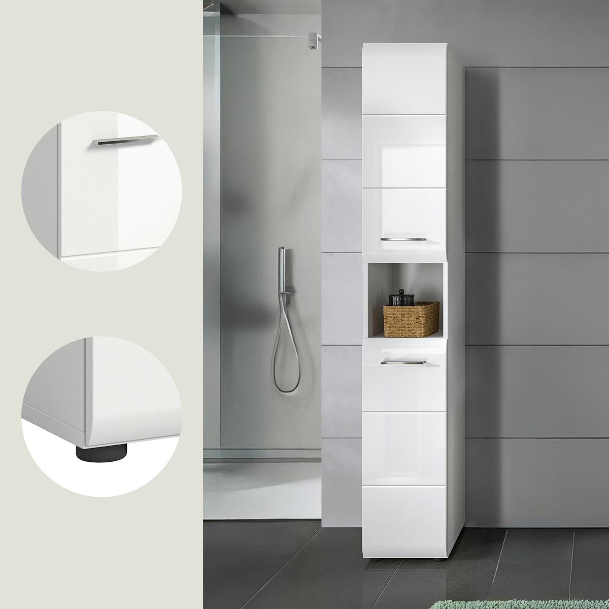 Hochschrank Ice Weiß/weiß Hg B: 30 Cm - Weiß Hochglanz/Weiß, MODERN, Holzwerkstoff (30/185/30cm) - MID.YOU