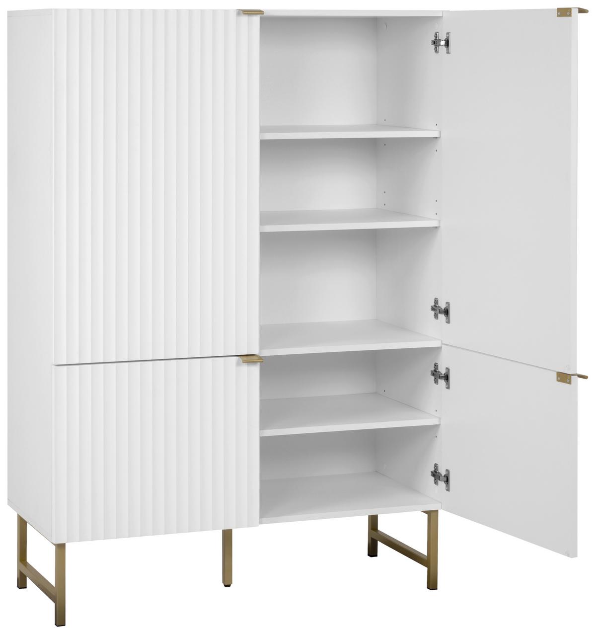 Highboard Edinburgh B: 100cm Weiß - Goldfarben/Weiß, Design, Holzwerkstoff (100/142/41cm) - MID.YOU