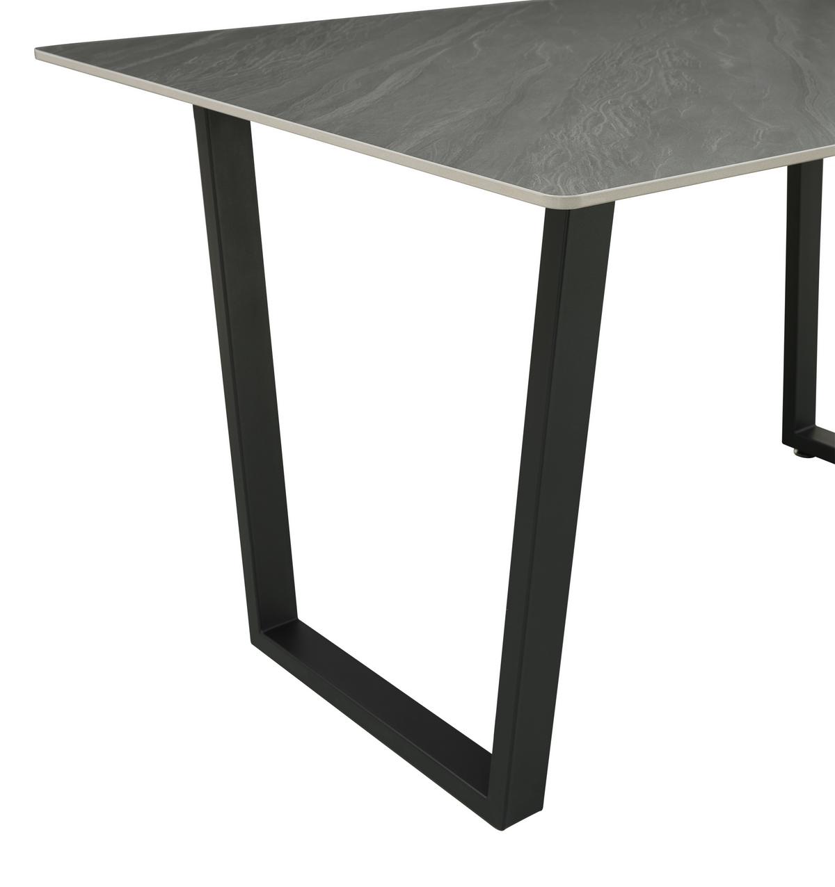 Esstisch Emin Keramik Grau, B: 140 Cm - Anthrazit/Schwarz, KONVENTIONELL, Stein/Metall (140/90/76cm) - MID.YOU