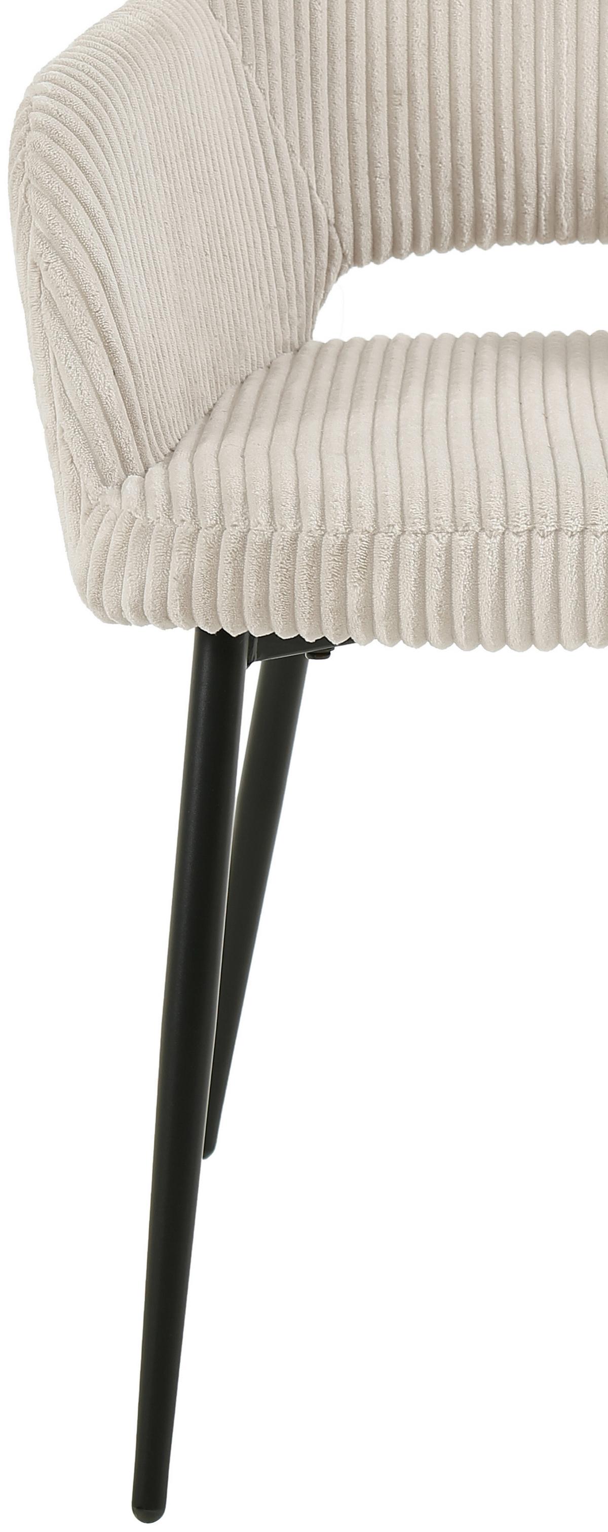 Armlehnstuhl Pina Cord Beige, B: 57 cm - Taupe/Schwarz, KONVENTIONELL, Holz/Textil (57/83.5/63cm) - MID.YOU