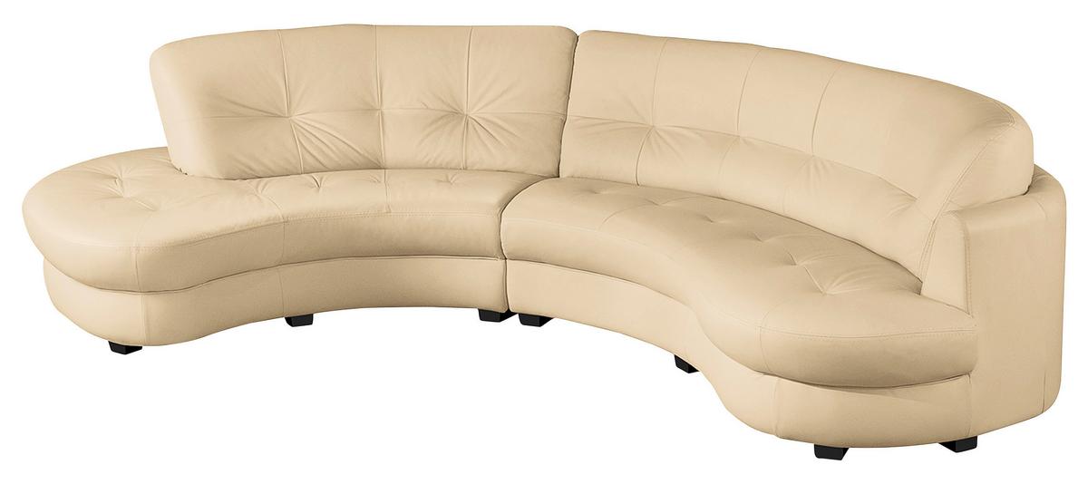 Ecksofa Bretania, Beige S: 113x300 cm - Beige/Schwarz, Design, Leder/Textil (113/300cm) - Livetastic