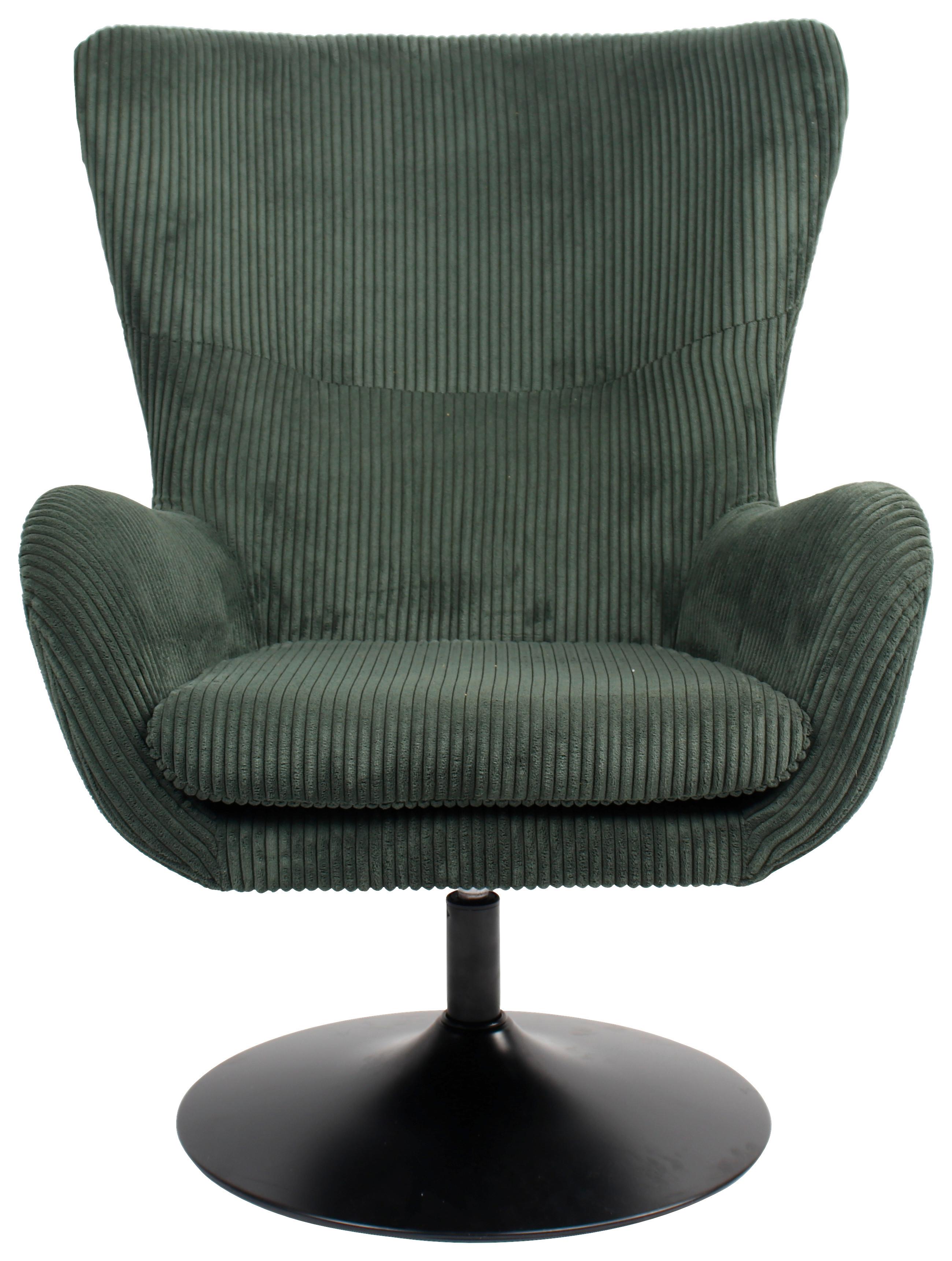 Křeslo Shiba otočné zelený manšestr - černá/zelená, Moderní, kov/textil (76/99/87cm) - Mömax