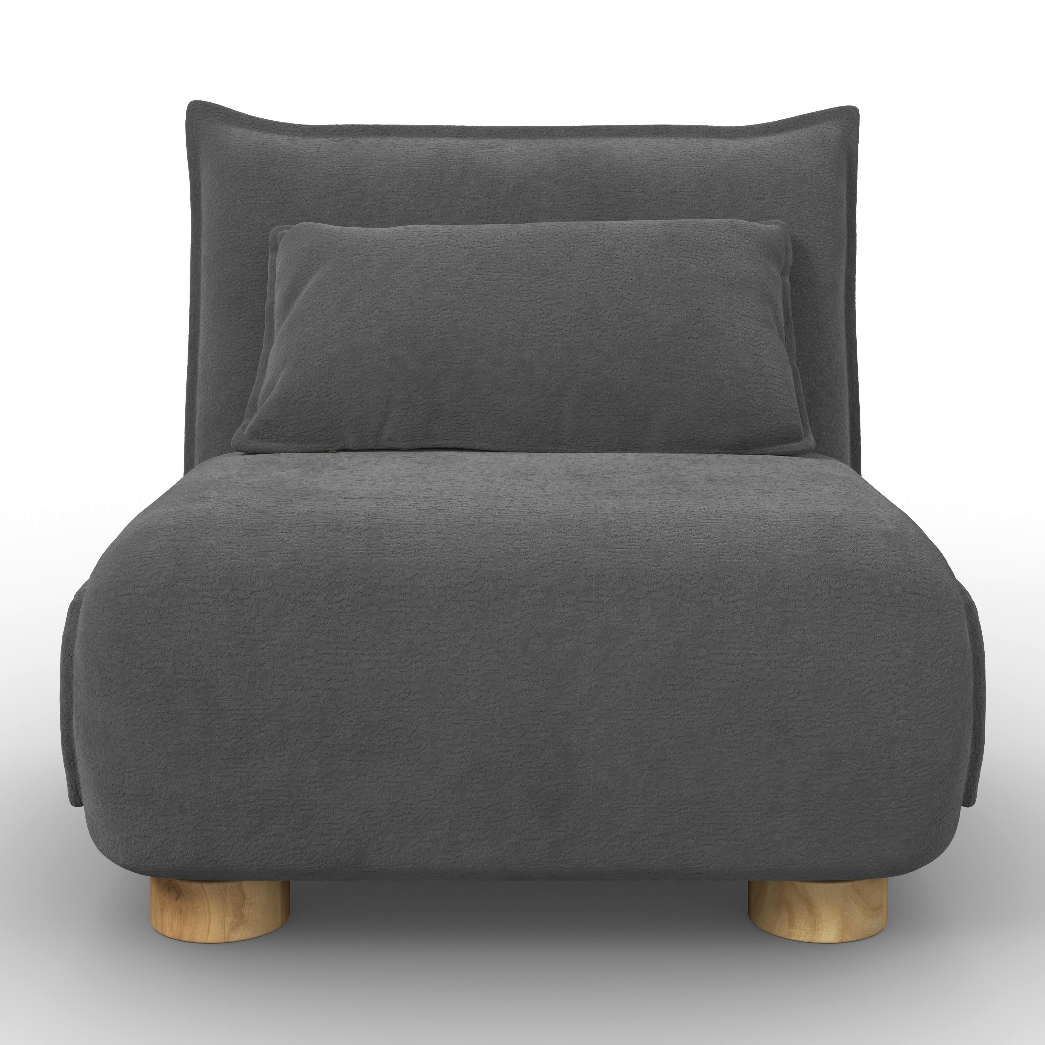Rozkladacie kreslo BELLA, tmavosivá, max. 120 kg - prírodná farba/tmavosivá, Modern, kov/drevo (85/76/84cm) - Bessagi Home