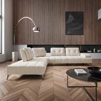 Sedací souprava ESTELLA, krémový manšestr - krémová/tmavě šedá, Moderní, kov/dřevo (326/85/270cm) - Bessagi Home