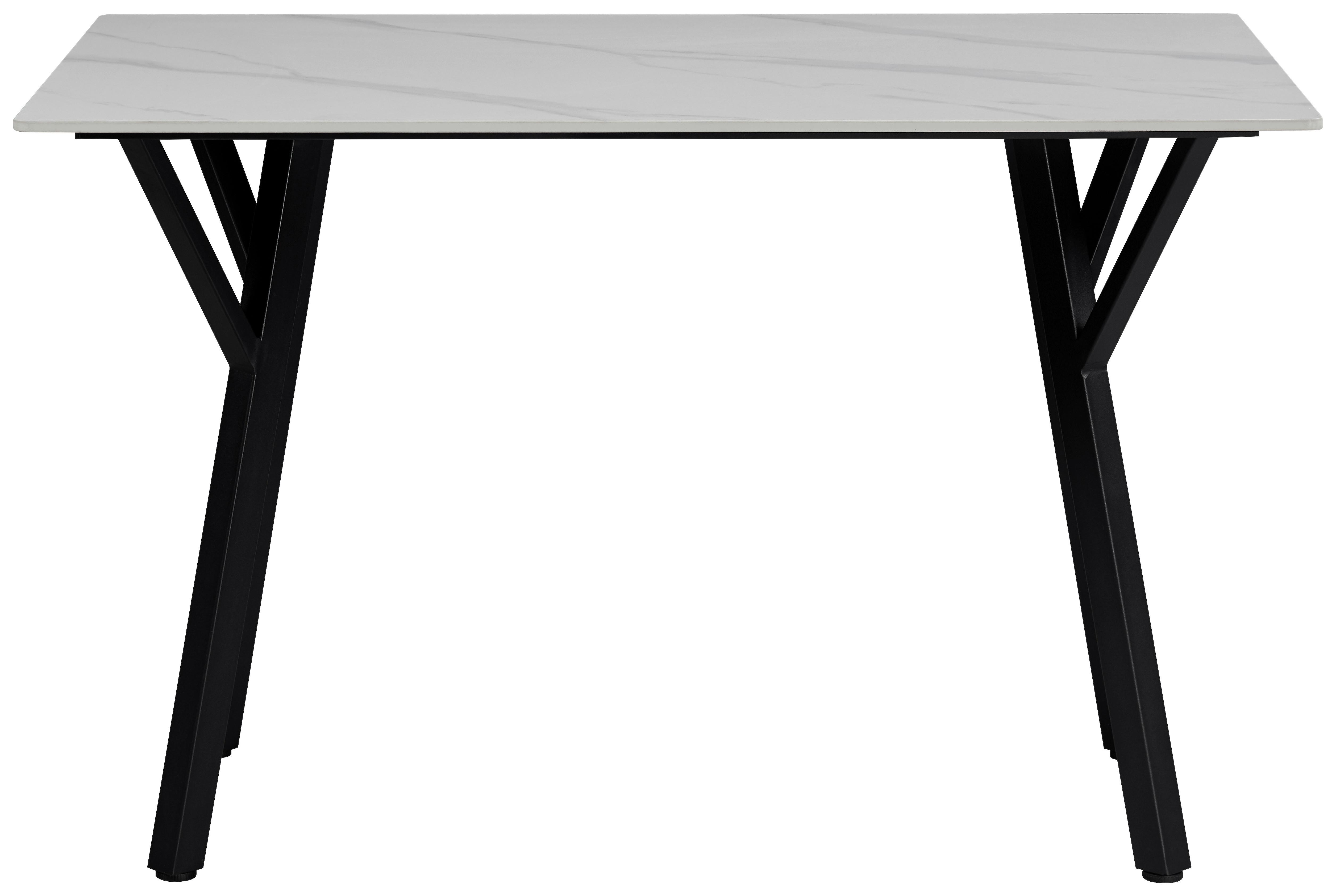 Esstisch Timo Keramikplatte, B: 120 Cm - Schwarz/Weiß, MODERN, Keramik/Metall (120/78/80cm)
