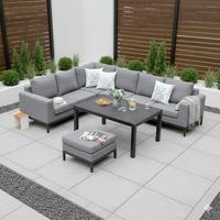 Loungegarnitur Tarent - Anthrazit/Grau, MODERN, Textil/Metall - Gardenson