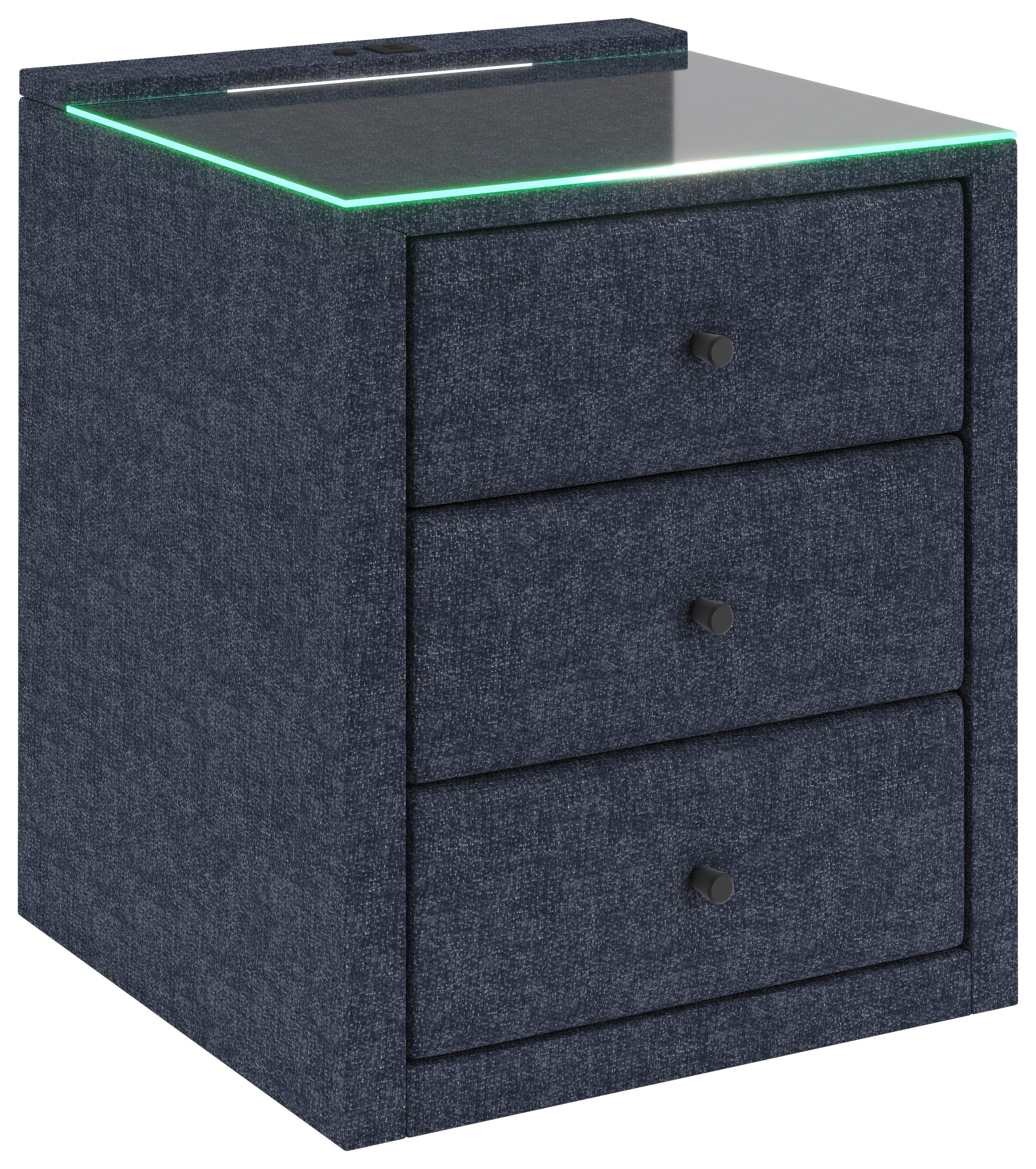 Nočný stolík UNIVERSAL modrá - modrá, Konventionell, kompozitné drevo/textil (48/68/45,5cm) - Premium Living