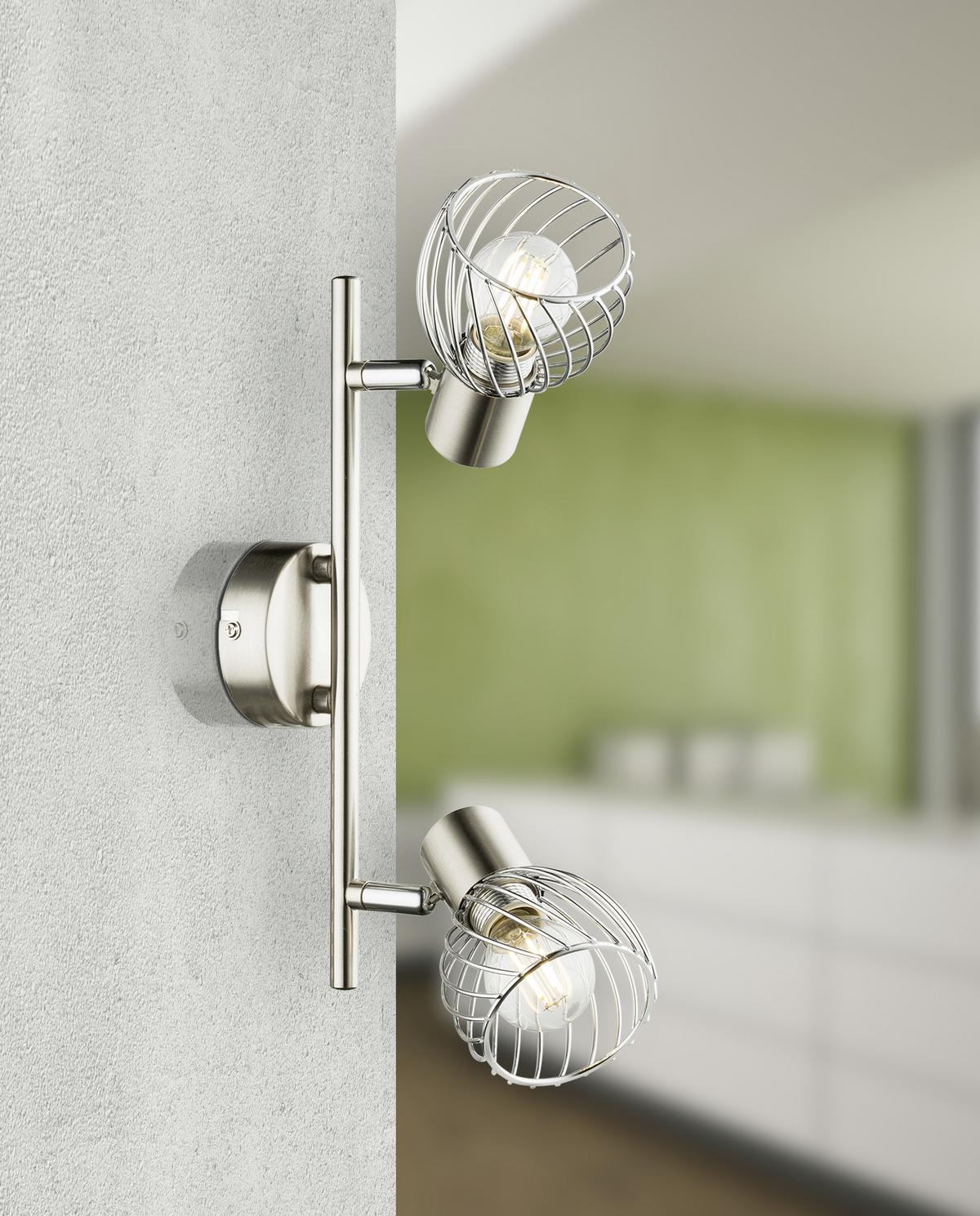 Strahler Sina 2-flammig Verstellbar Ø 30 Cm - Chromfarben, Trend, Metall (30/14,5cm) - Globo