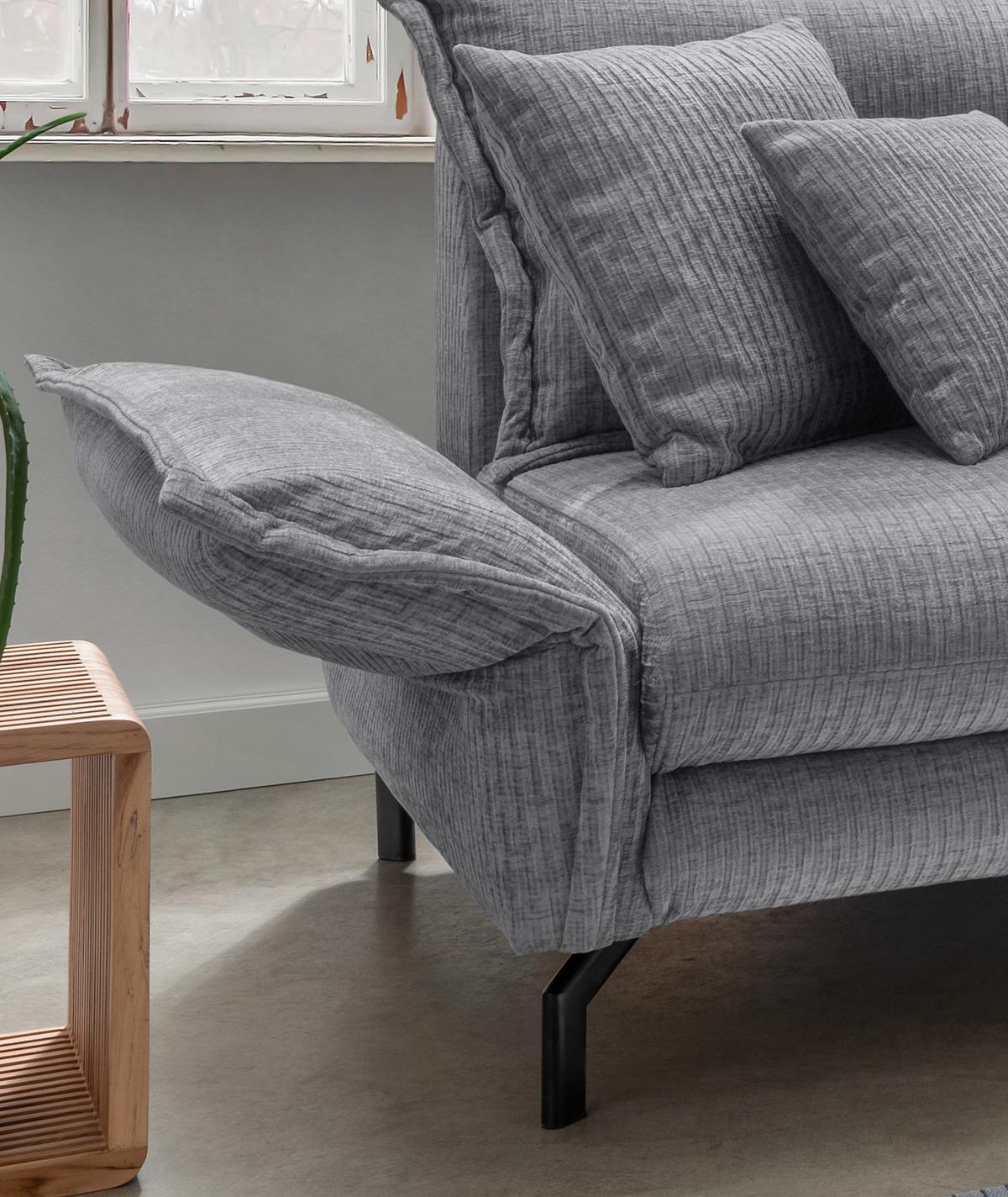 Ecksofa Lava Grau S: 255x180 cm - Schwarz/Grau, Design, Textil (255/180cm) - Livetastic